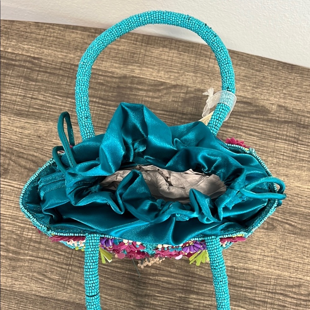 Playful Vibrant Blue & Purple Mini Beaded Bag 🩵 - Picture 10 of 11